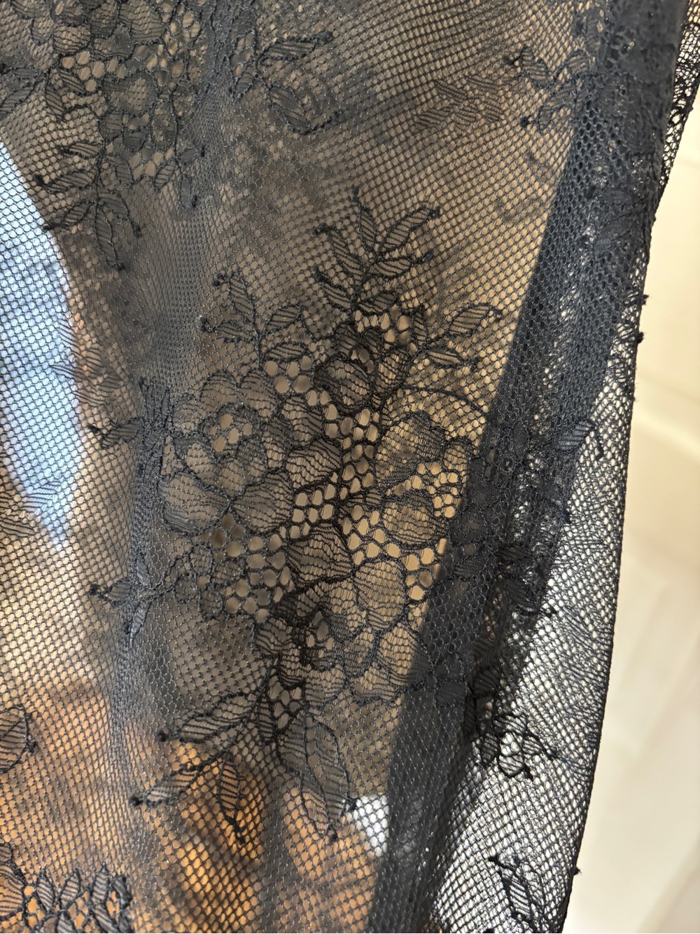 Auden at Target Black Floral Lace Sheer Layering Skirt with mid thigh slit
